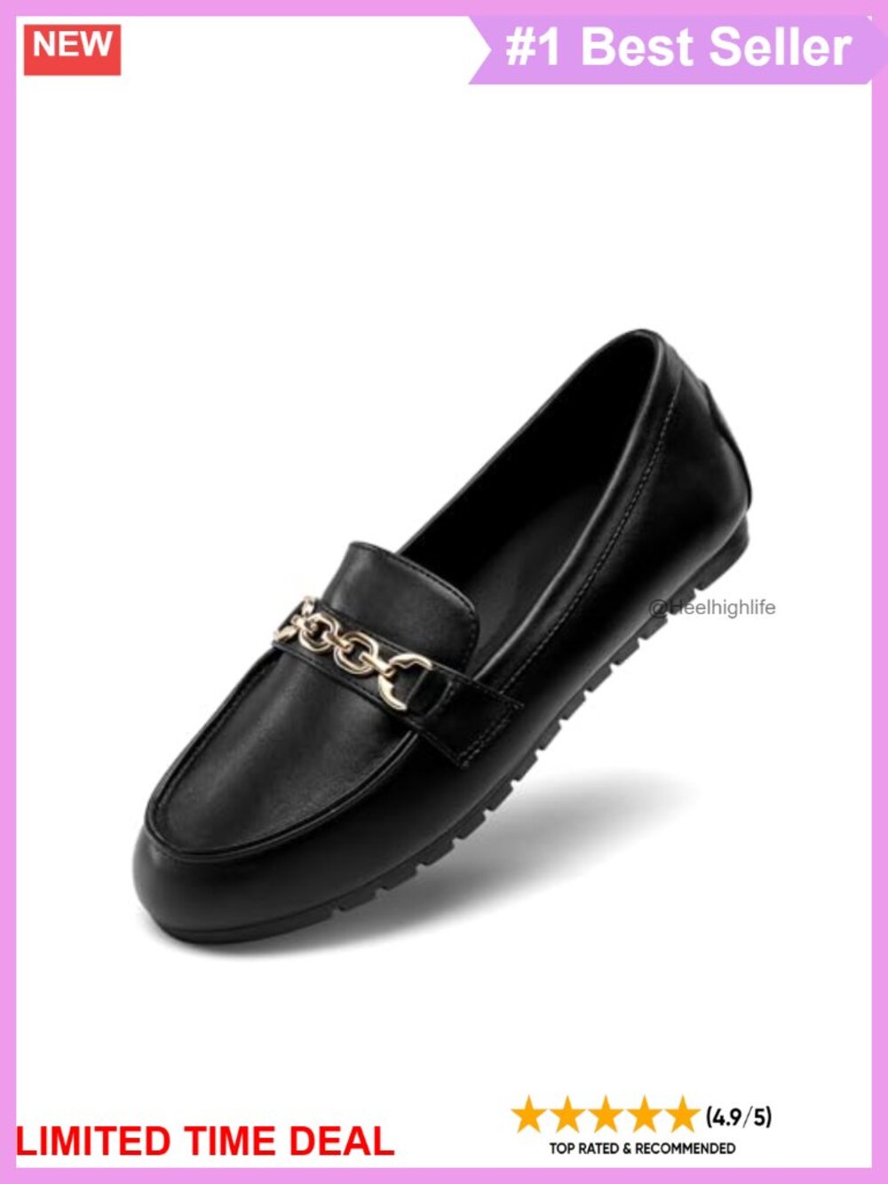 Faux Leather Slip On Loafers Cushioned Arch Support Work Flats